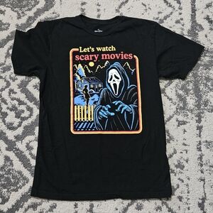 Black Graphic Tee - Let's Watch Scary Movies